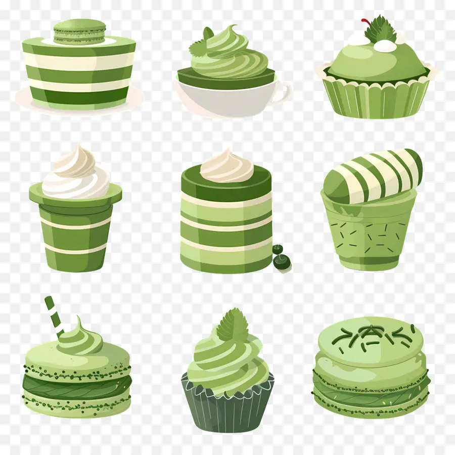 Postres Matcha，Magdalenas Verdes PNG