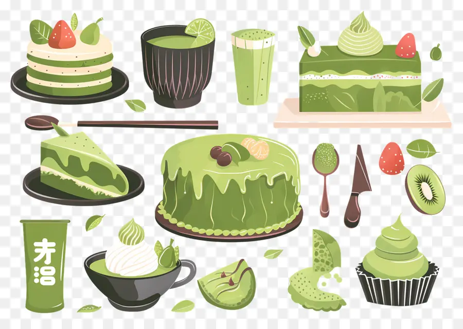 Postre Matcha，Postres Verdes PNG