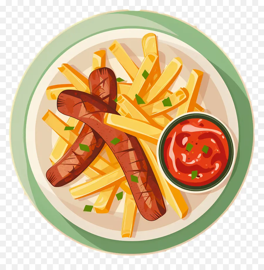 Salchipapa，Salchichas Y Papas Fritas PNG