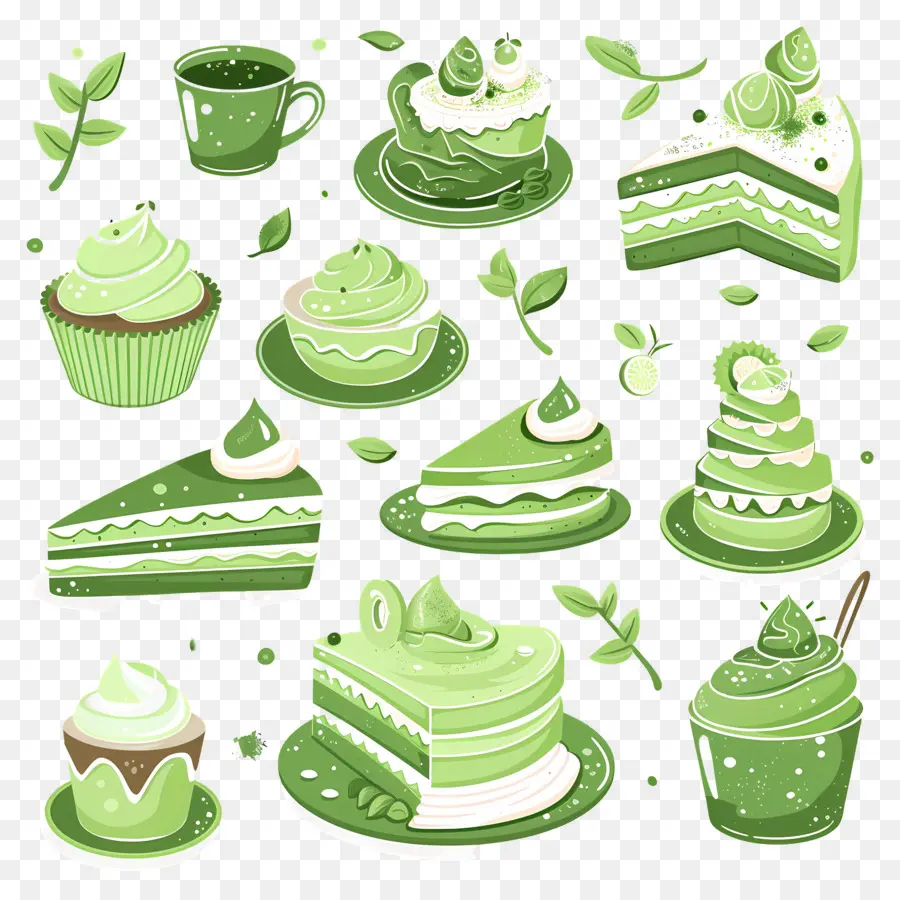 Postres Matcha，Dulces Verdes PNG