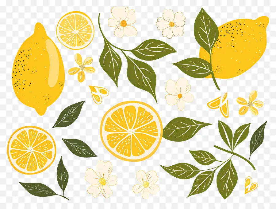 Limones，Limon Y Flores PNG