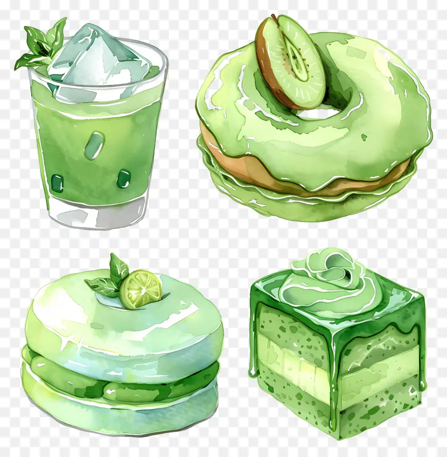 Postres Matcha，Postres Verdes PNG