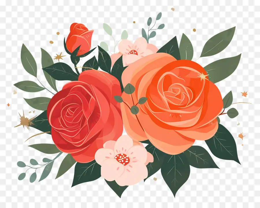 Flor Rosa，Rosas Naranjas PNG