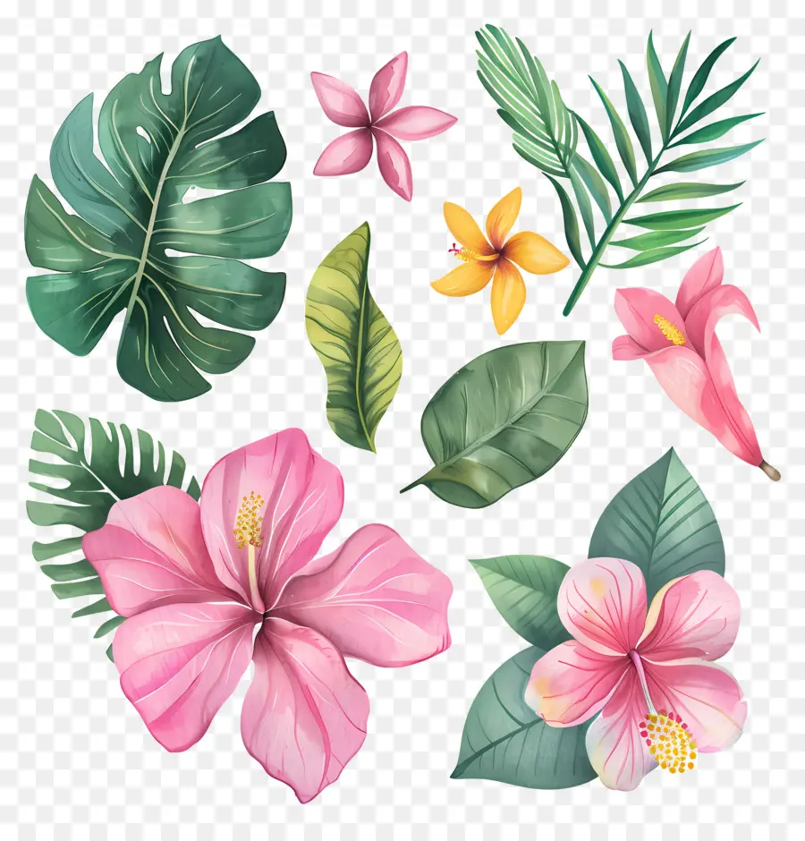 Flores Tropicales，Hojas Y Flores Tropicales PNG