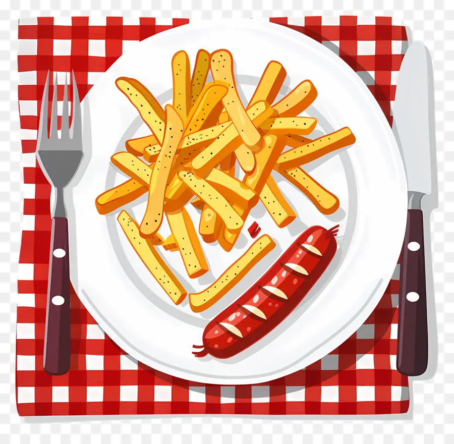 Salchipapa，Papas Fritas Y Salchichas PNG