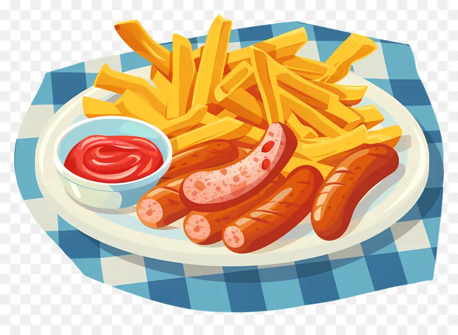 Salchipapa，Papas Fritas Y Salchichas PNG