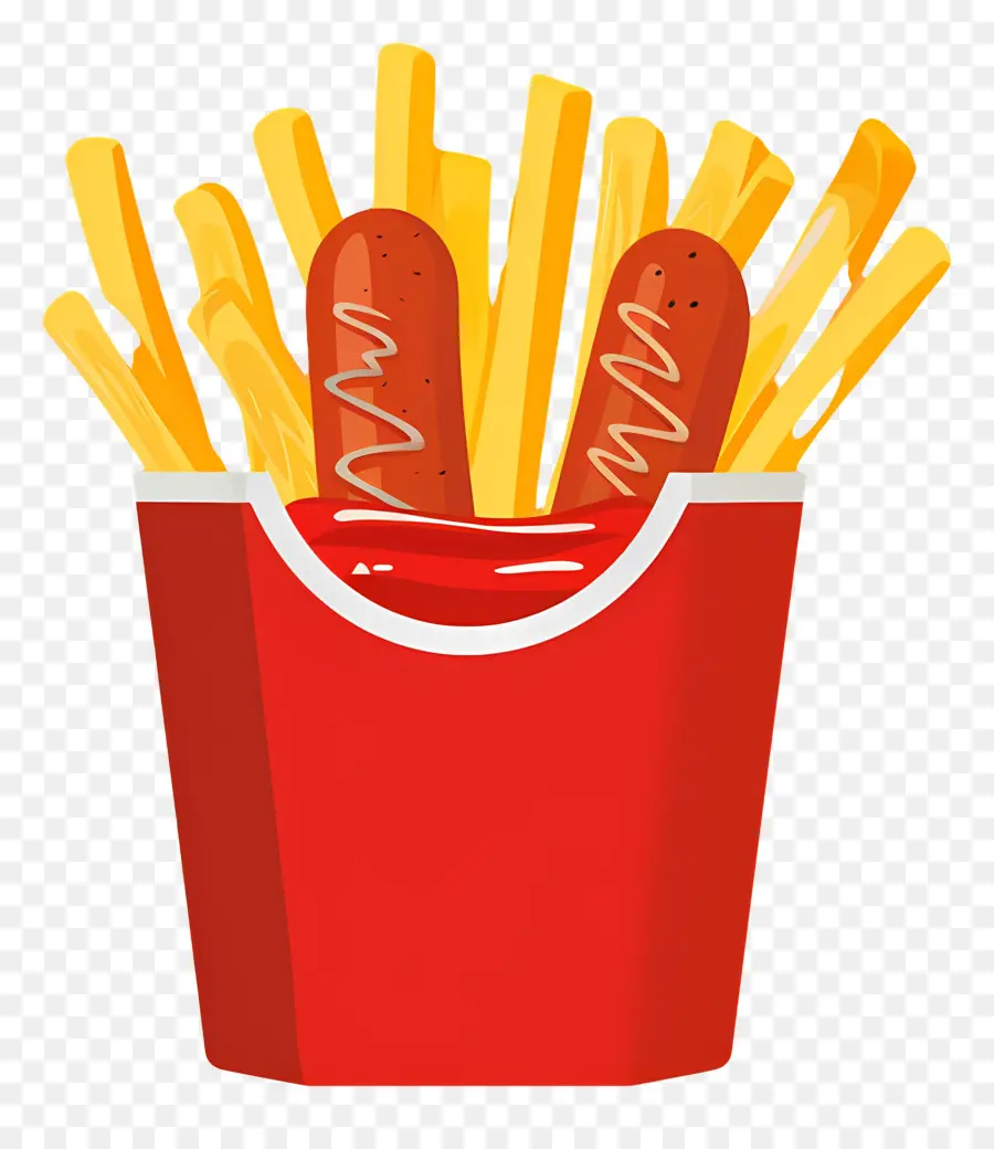 Salchipapa，Papas Fritas Y Salchichas PNG