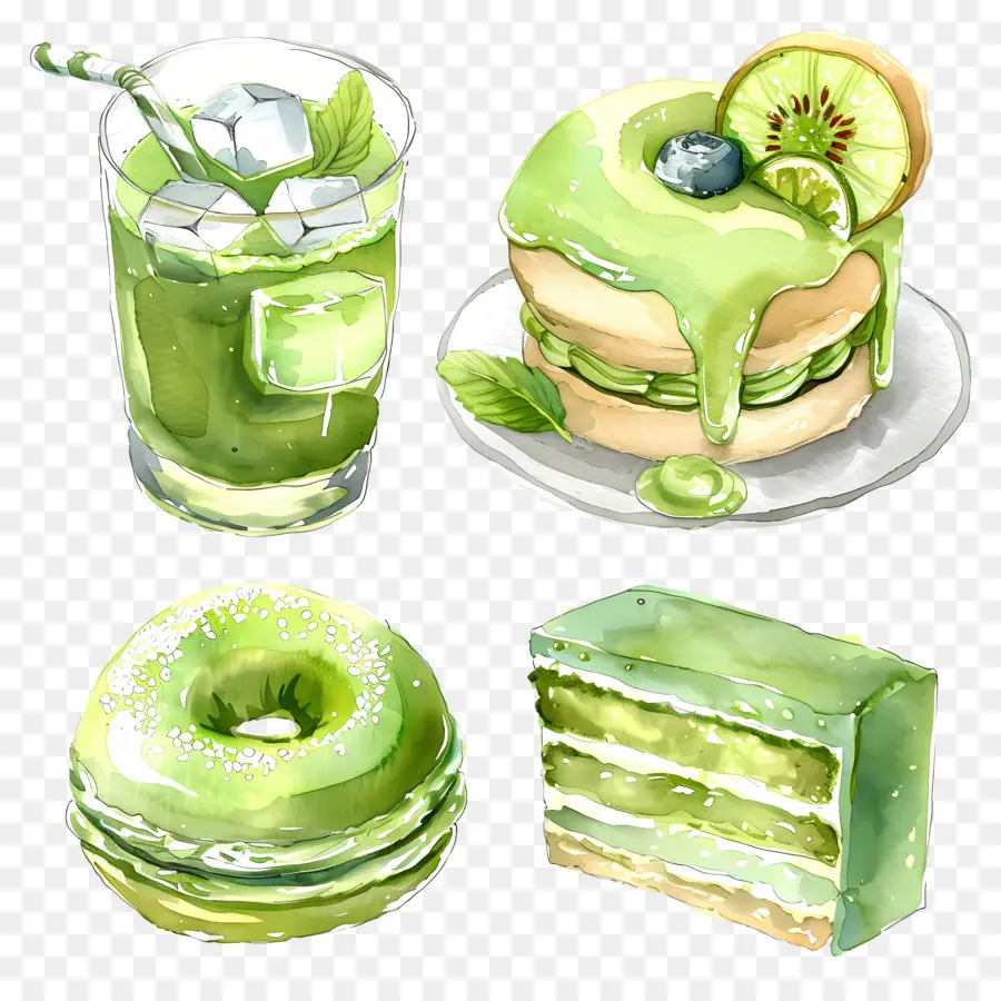 Postres Matcha，Postres Verdes PNG