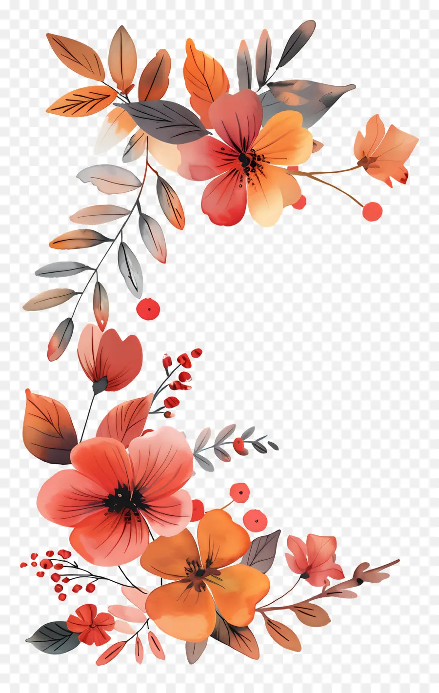 Flores De Otoño，Flores Coloridas PNG