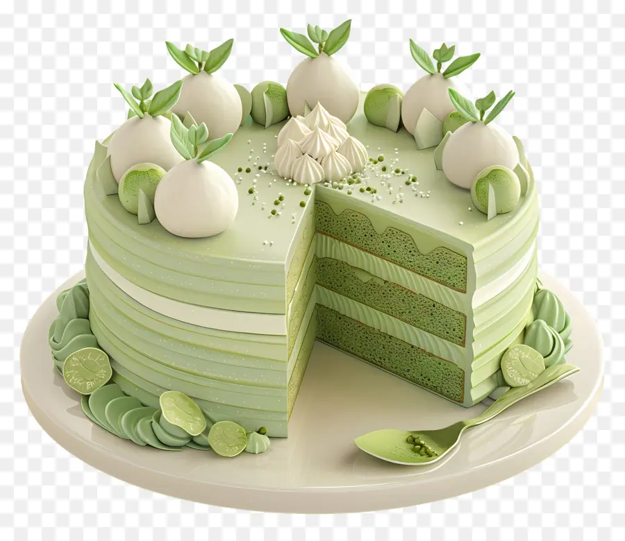 Pastel 3d，Pastel En Capas Verdes PNG