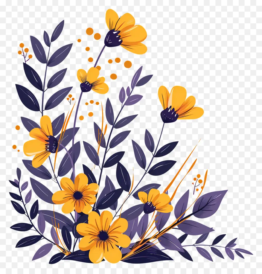 Rincón De Flores，Arreglo Floral Morado Y Amarillo PNG