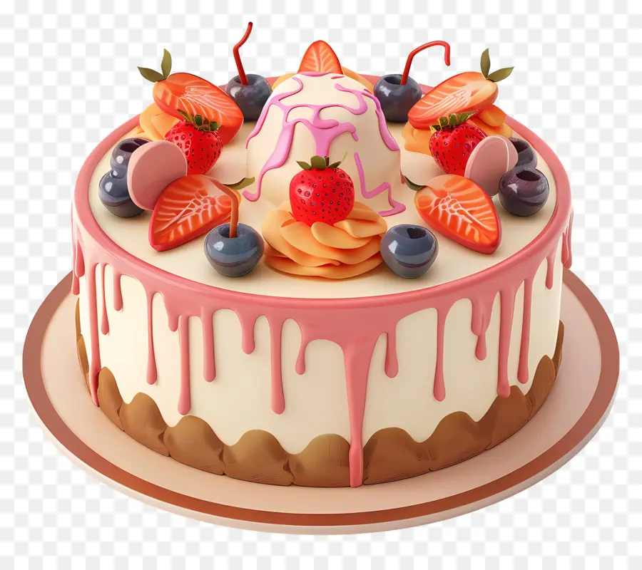 Pastel 3d，Pastel De Frutas PNG