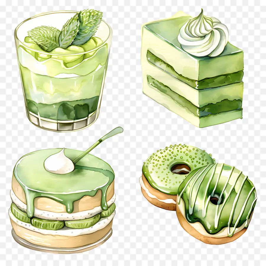 Postres De Matcha，Postres Verdes PNG