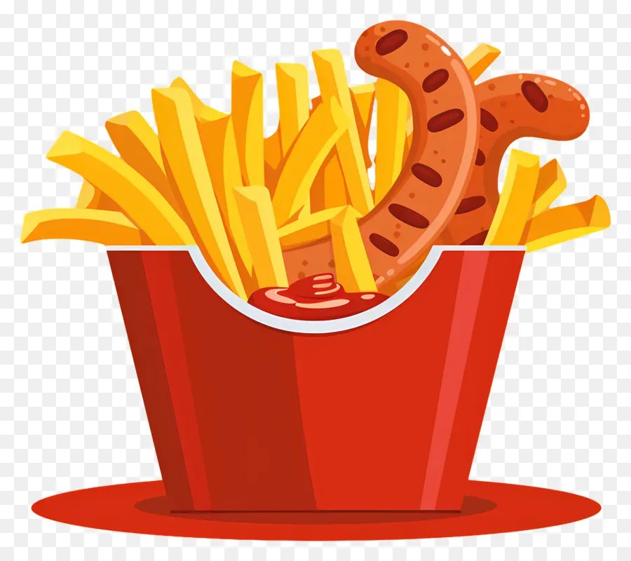 Salchipapa，Papas Fritas Y Salchichas PNG