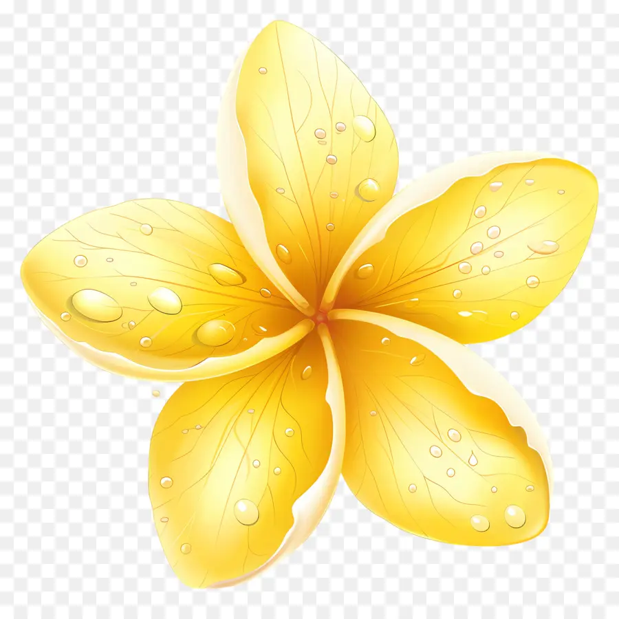 Flor De Plumeria，Flor Amarilla Con Gotas De Agua PNG