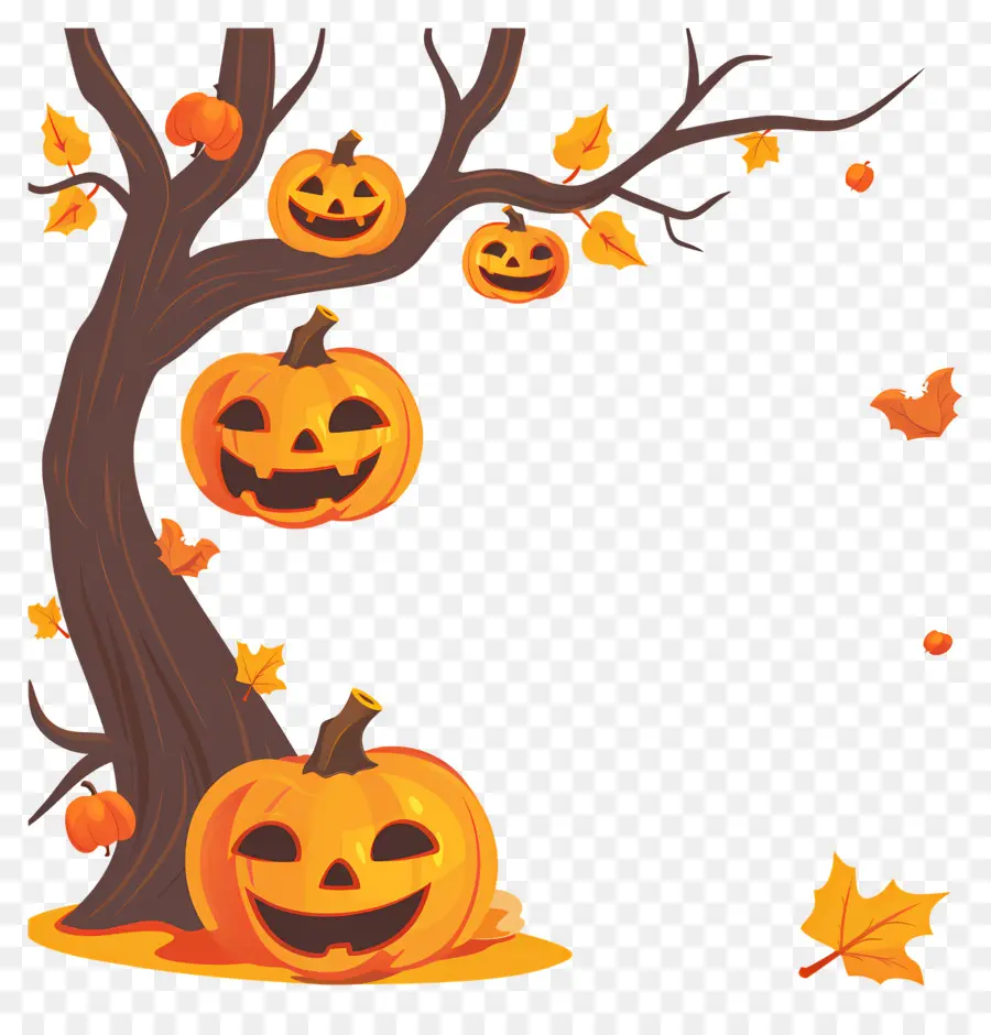 árbol De Halloween，Calabazas De Halloween PNG