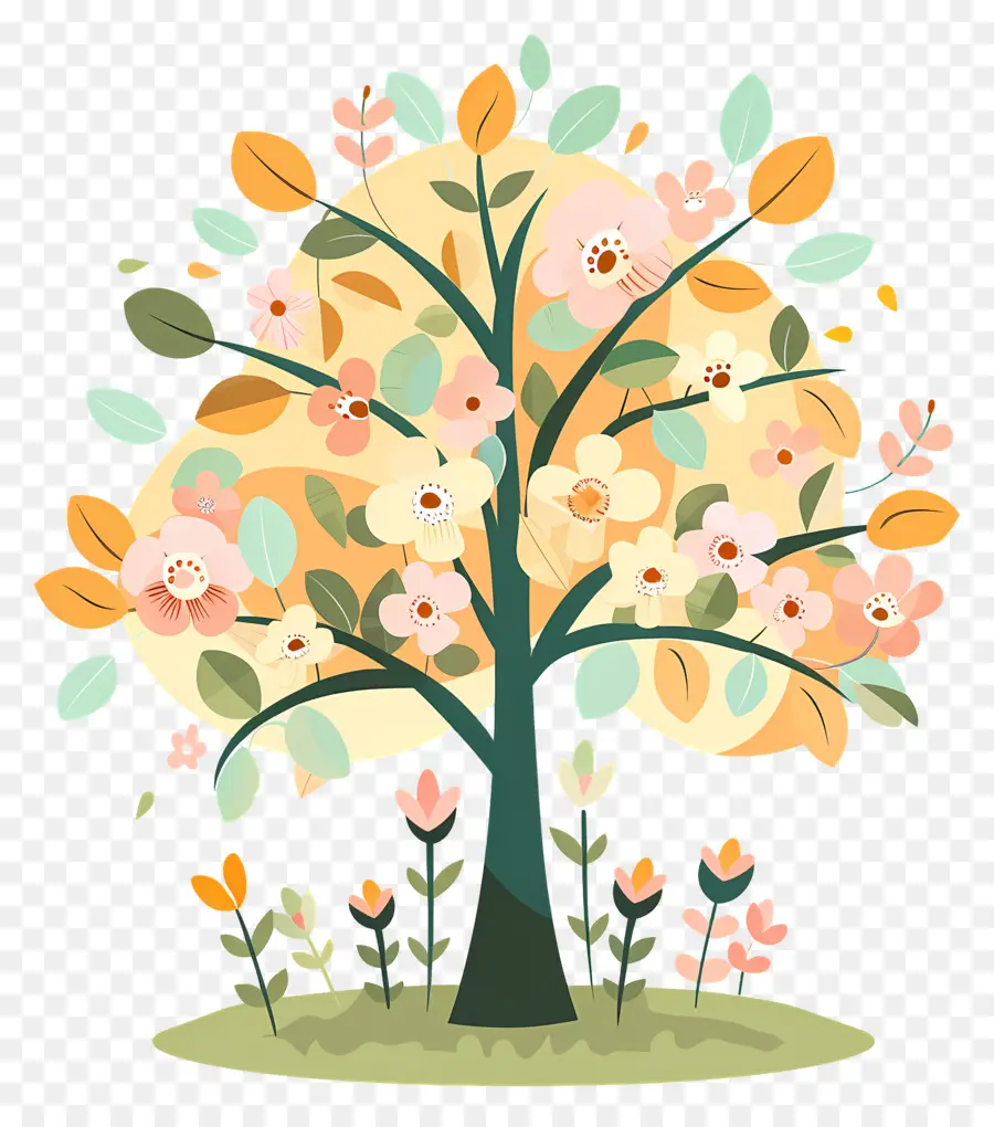 árbol De Flores，Árbol Decorativo Con Flores PNG