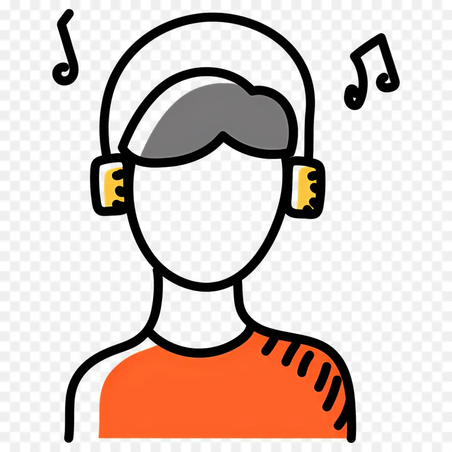 Escuchando Musica，Persona Sin Rostro Con Auriculares PNG