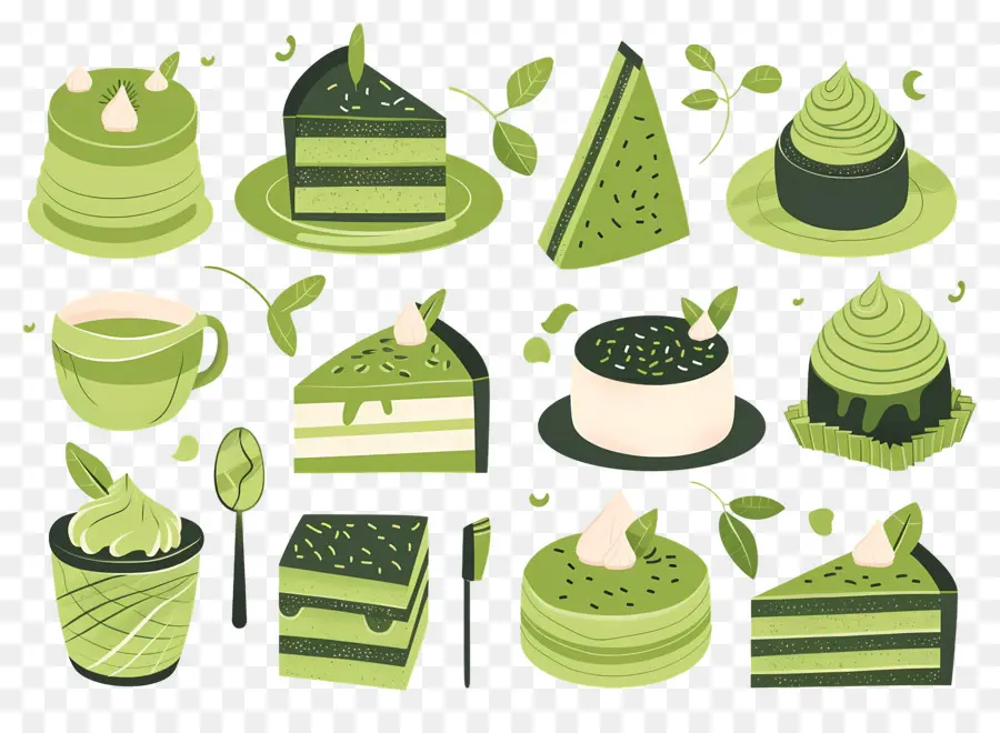 Postre Matcha，Postres En Capas Verdes PNG