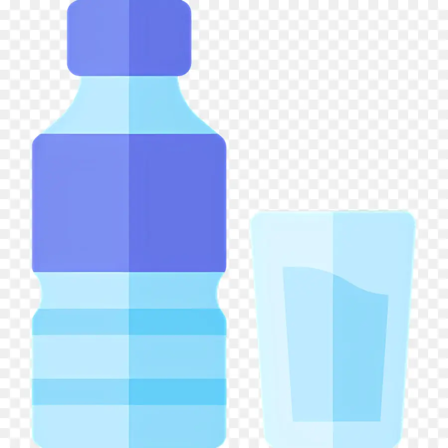 Agua Mineral，Botella De Agua Y Vaso PNG