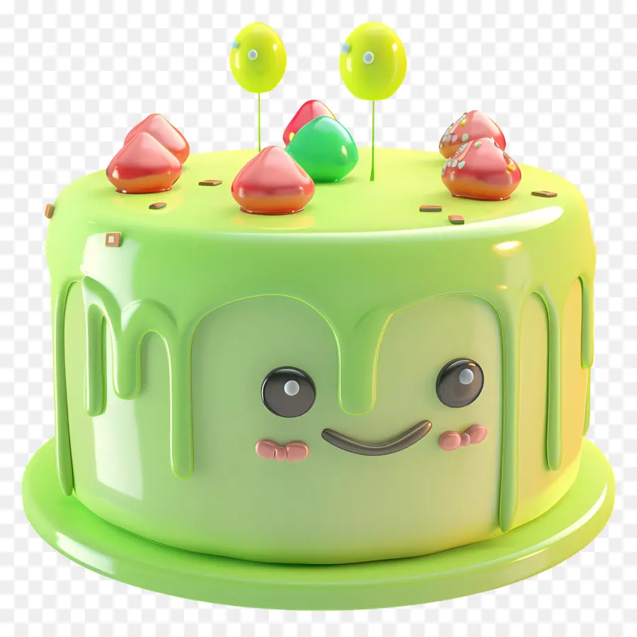 Pastel 3d，Lindo Pastel Verde PNG