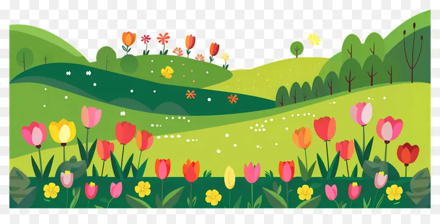 Hierba De Flores，Tulipanes PNG