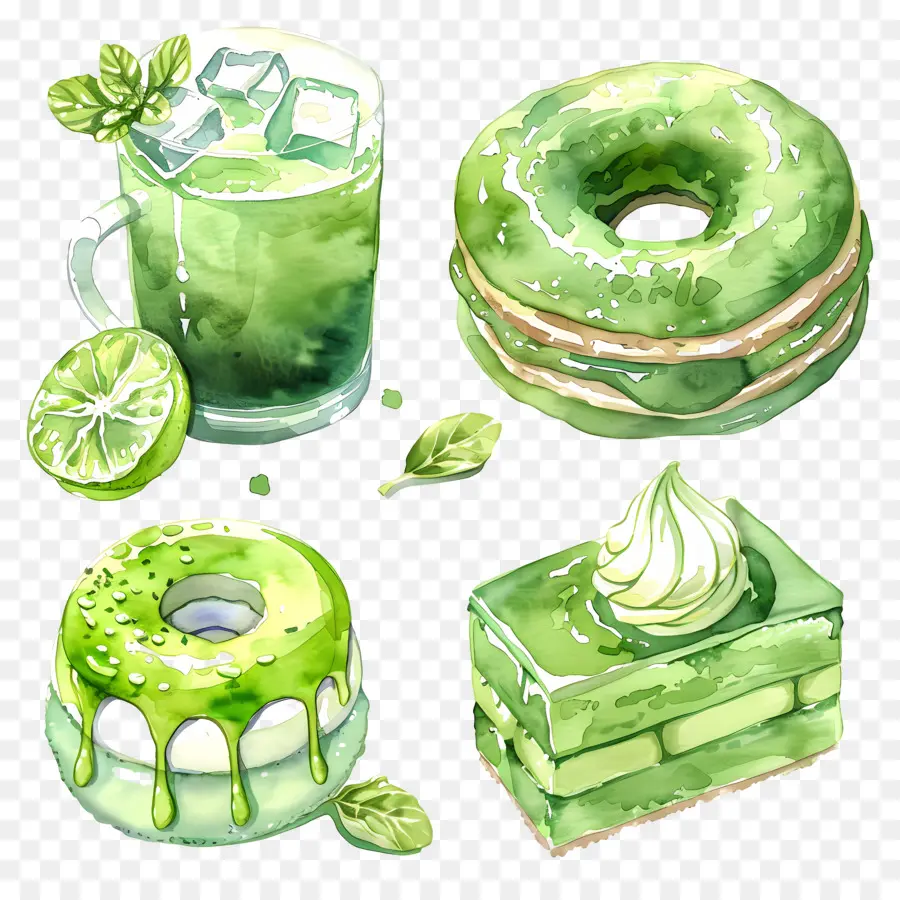 Postres Matcha，Postres Verdes PNG