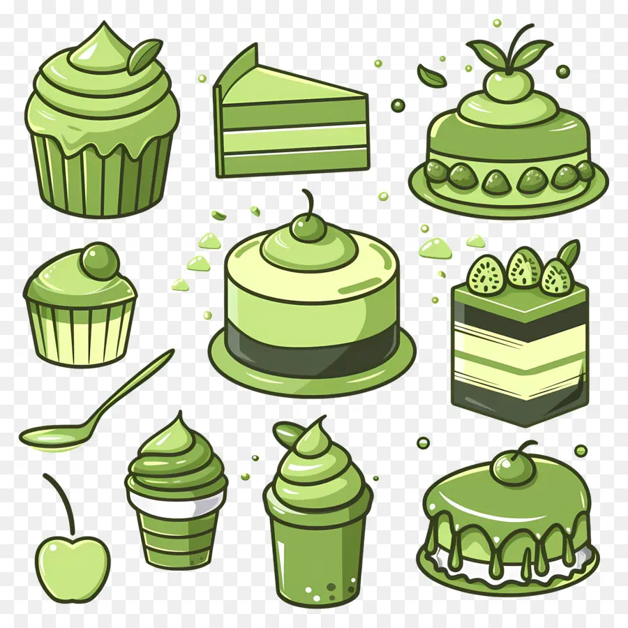 Postres Matcha，Lindos Postres Verdes PNG