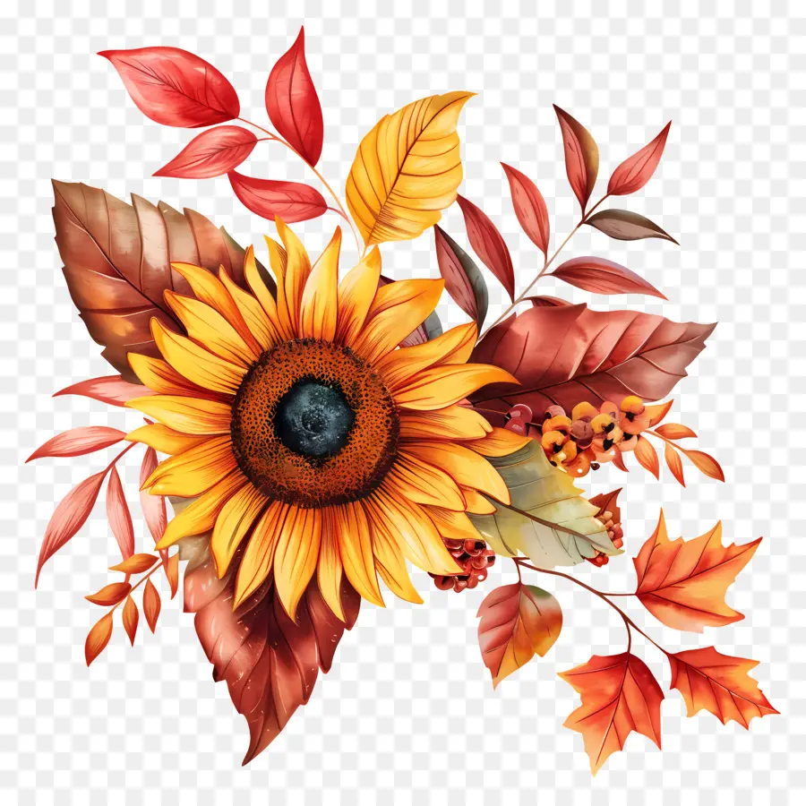 Flores De Otoño，Girasoles PNG