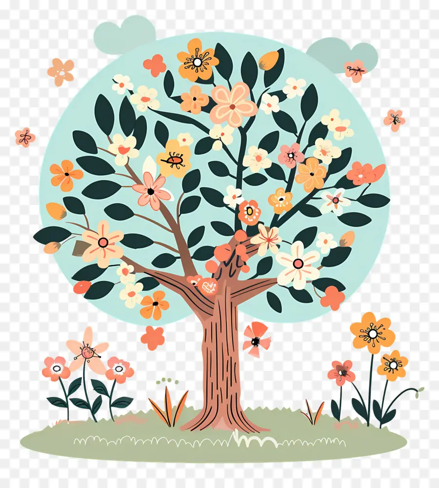 árbol De Flores，Árbol Decorativo Con Flores PNG