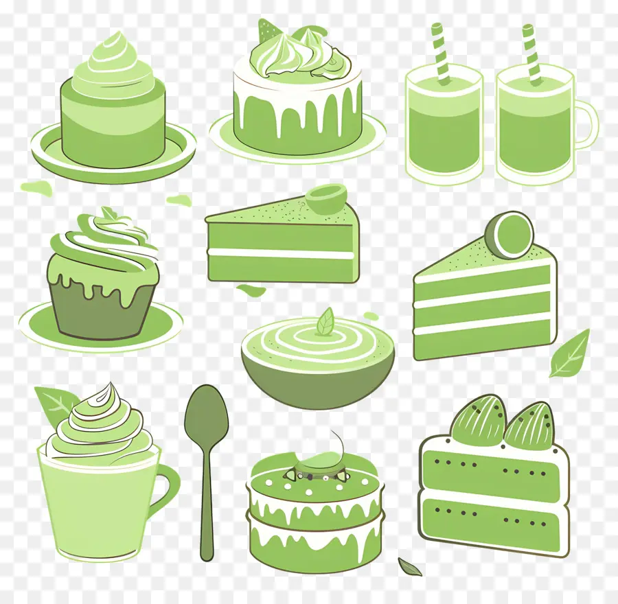 Postres Matcha，Dulces Verdes PNG