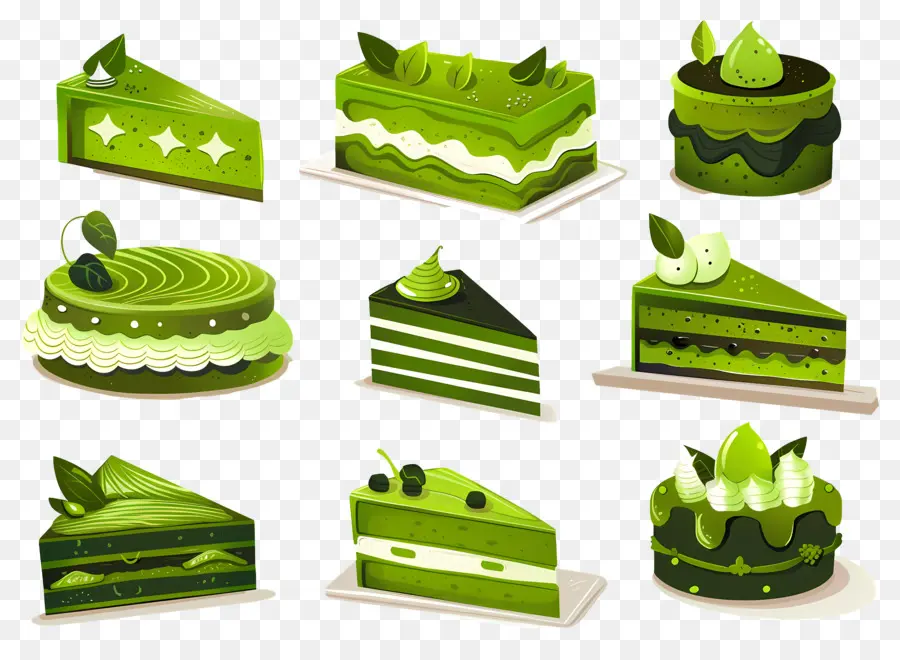 Postre Matcha，Tortas Verdes PNG