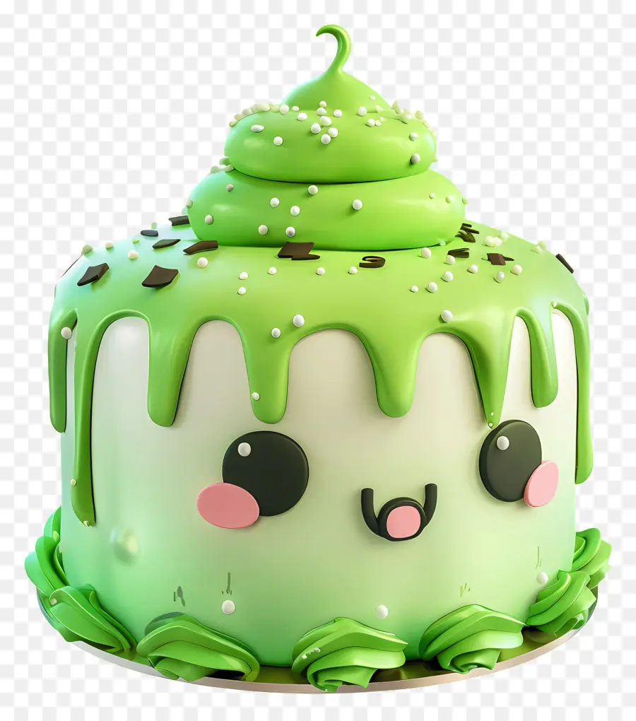 Pastel 3d，Lindo Pastel Verde PNG