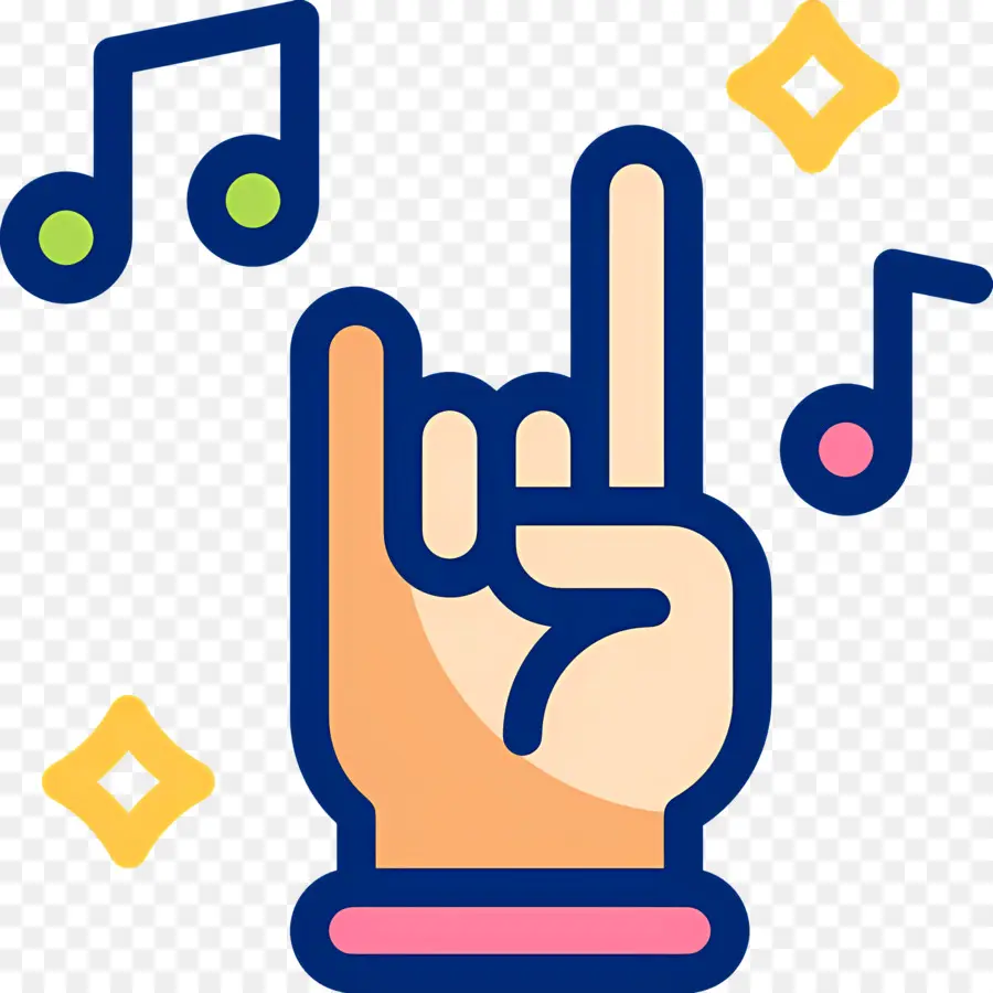 Música Rock，Gesto De La Mano Con Notas Musicales PNG