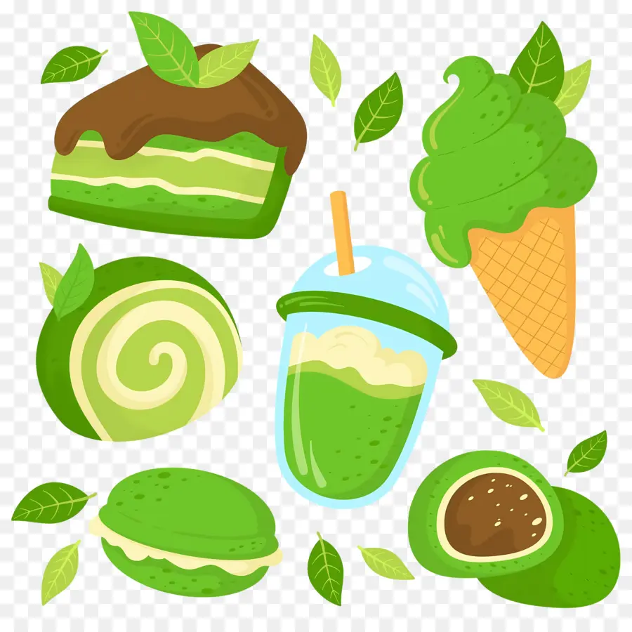 Postre Matcha，Postres Verdes PNG