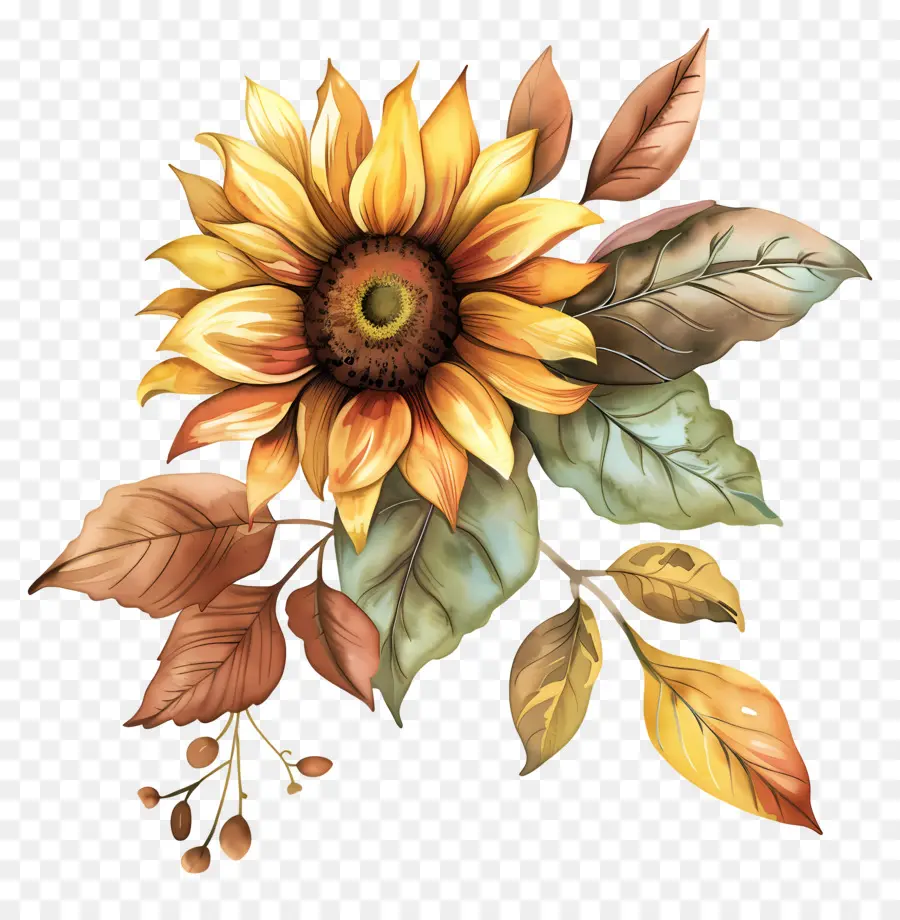 Flores De Otoño，Girasoles PNG