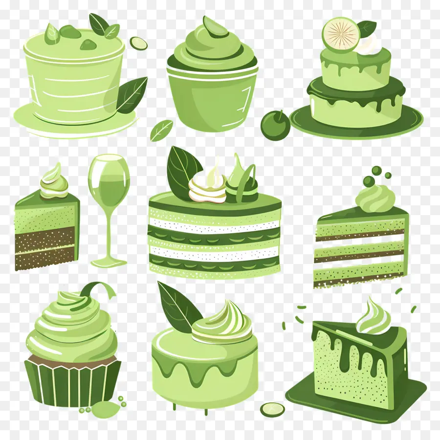 Postres Matcha，Dulces Verdes PNG