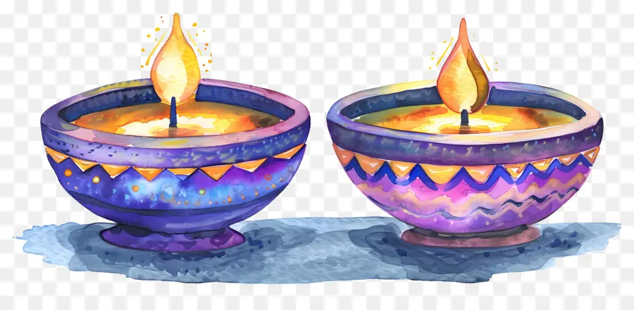 Diwali Diya，Lámparas De Aceite De Colores PNG