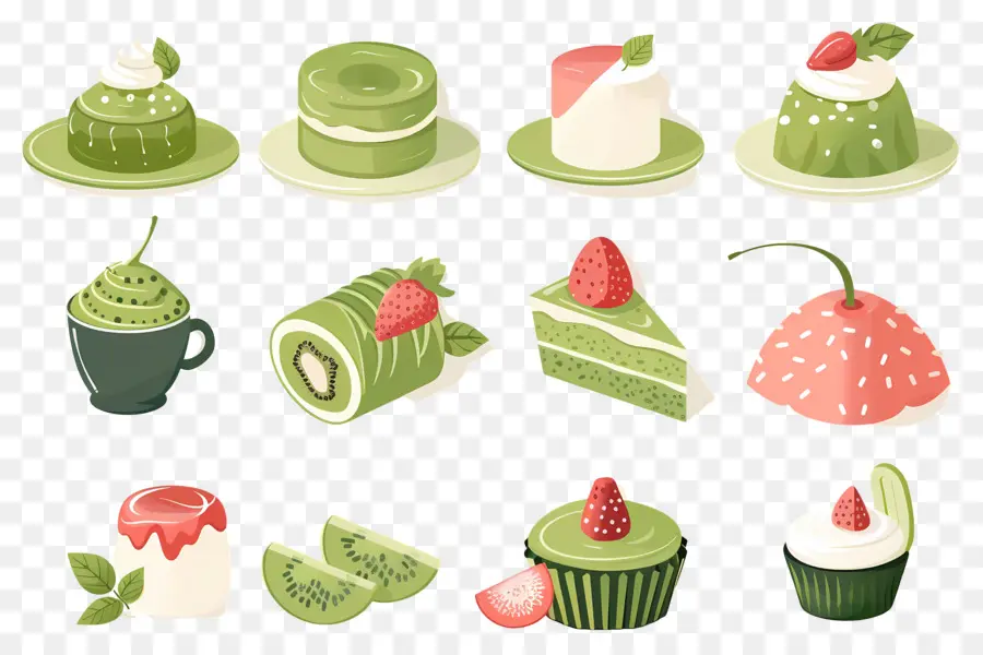 Postre Matcha，Magdalenas Verdes PNG