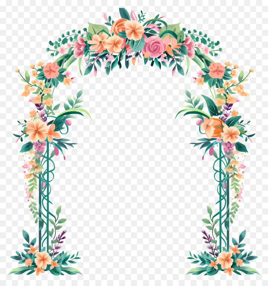 Arco De Boda，Arco Floral Con Rosas Rosadas PNG