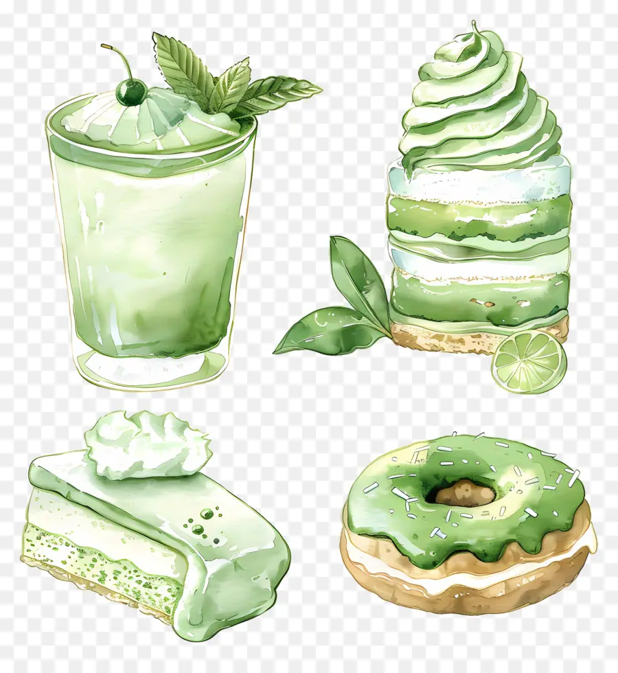 Postres De Matcha，Postres Verdes PNG