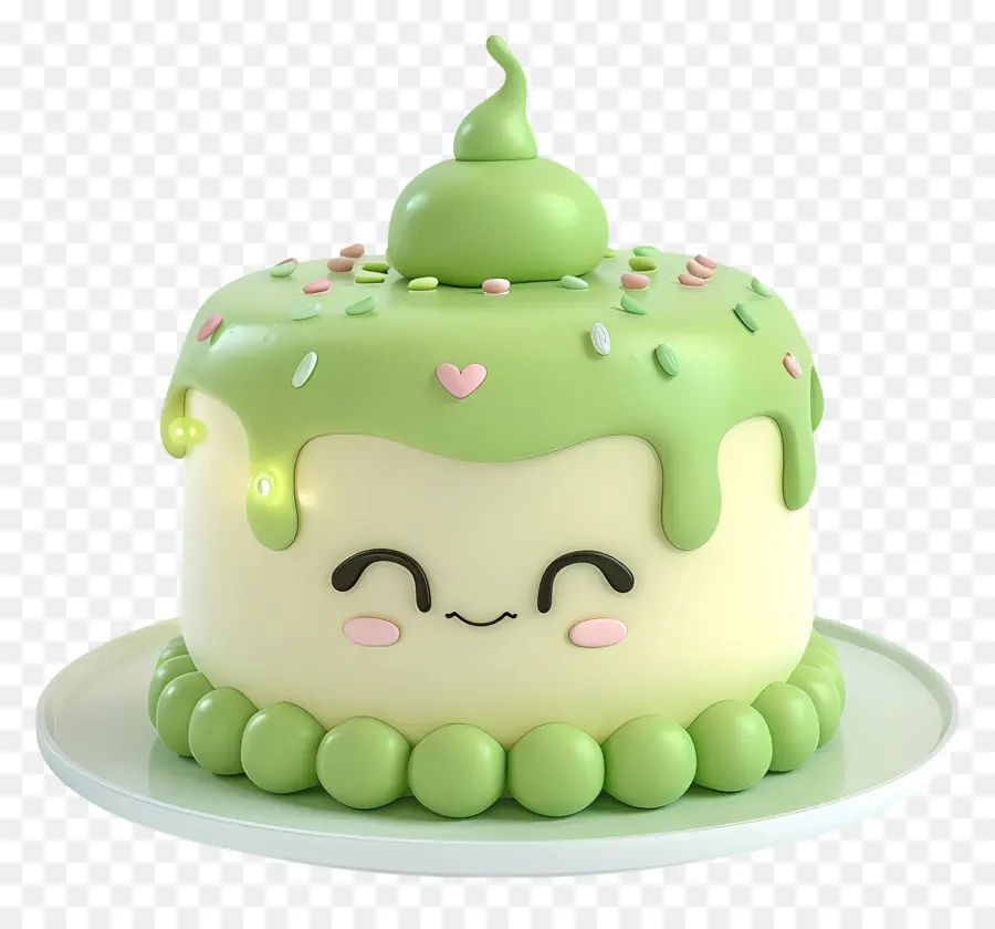 Pastel 3d，Lindo Pastel Verde PNG