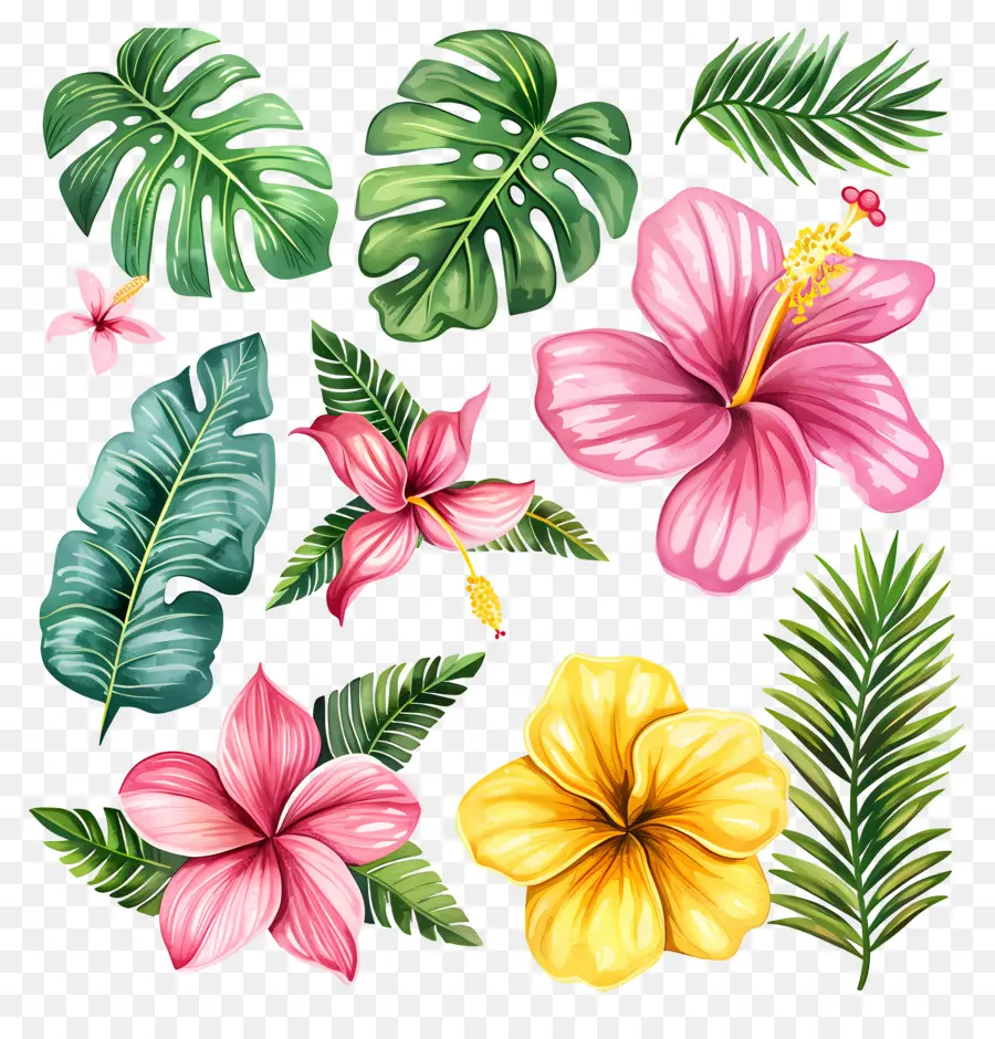 Flores Tropicales，Flores Coloridas PNG