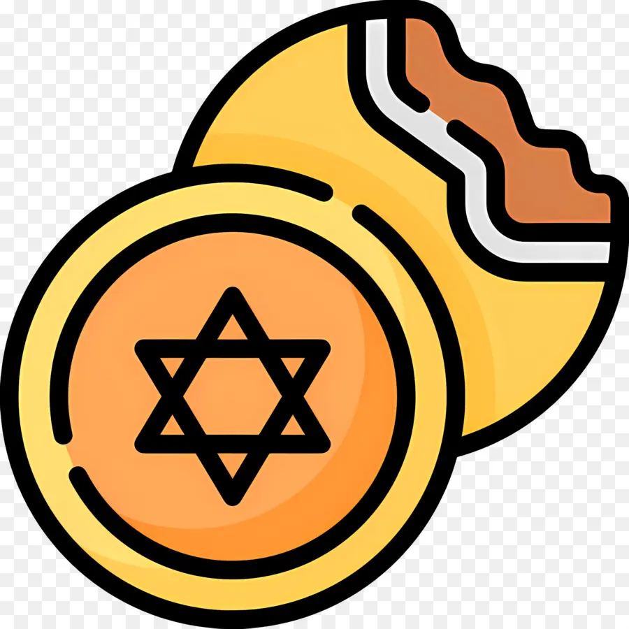 Gelt De Hanukkah，Moneda Estrella De David Con Mordisco PNG