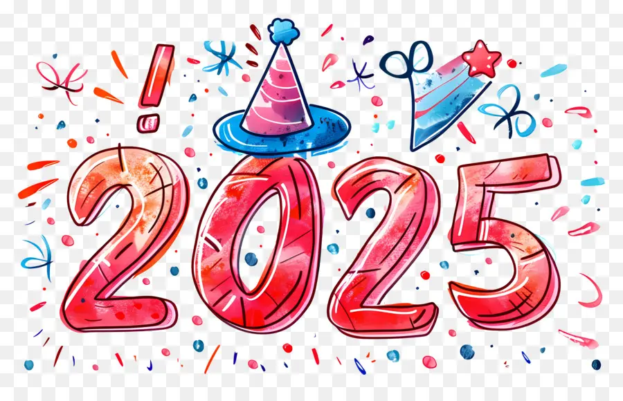 2025 Año，Rojo 2025 PNG