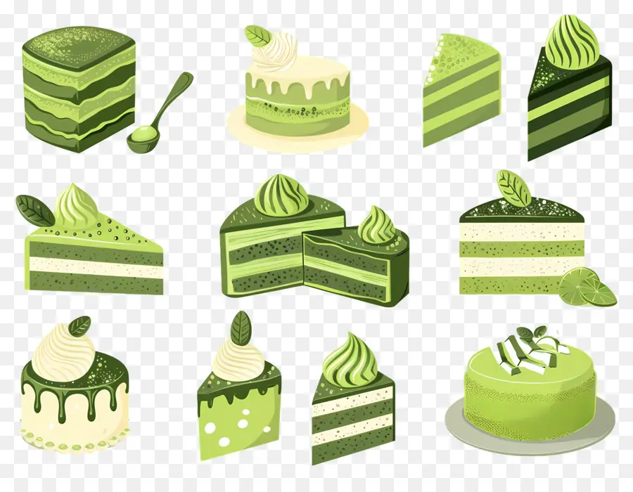 Postre Matcha，Tortas Verdes PNG