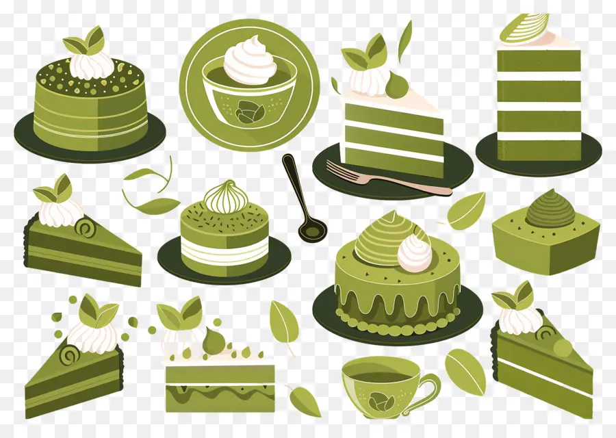 Postre Matcha，Tortas Verdes PNG