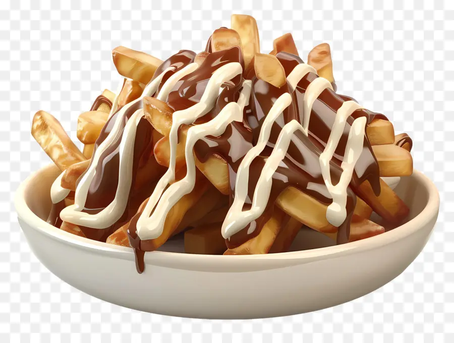 Poutine，Patatas Fritas Con Chocolate Y Nata PNG