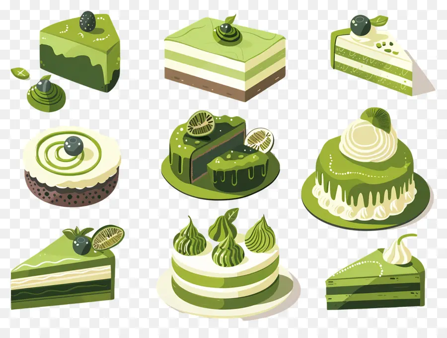 Postre Matcha，Tortas Verdes PNG