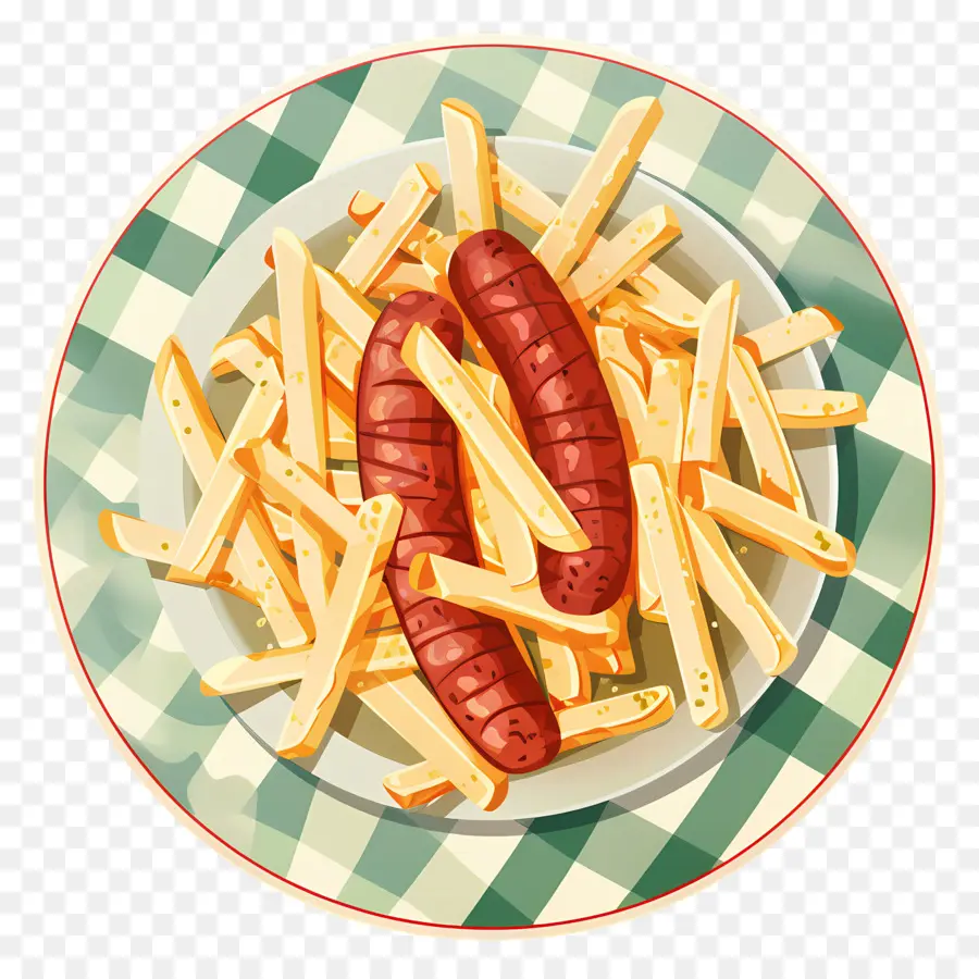 Salchipapa，Salchichas Y Papas Fritas PNG